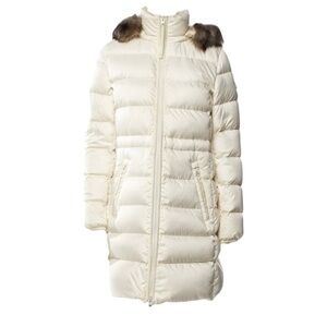 Coach Cream Puffer Jacket with Fur Trim